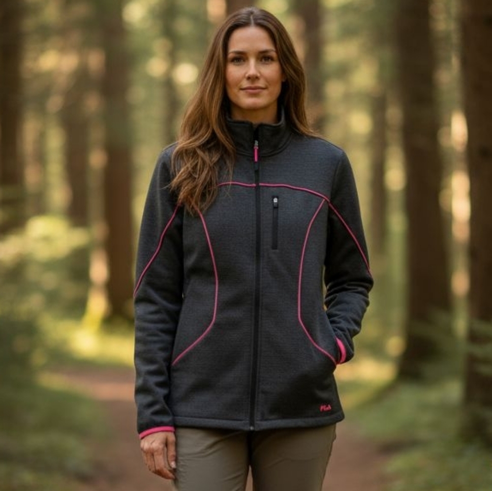 Women's FILA Black and Pink Jacket Large
